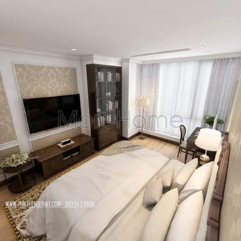 Mẫu giường ngủ tân cổ điển sẽ làm cho gia chủ cảm nhận được một không gian nghỉ ngơi và thư giãn tuyệt vời nhất.